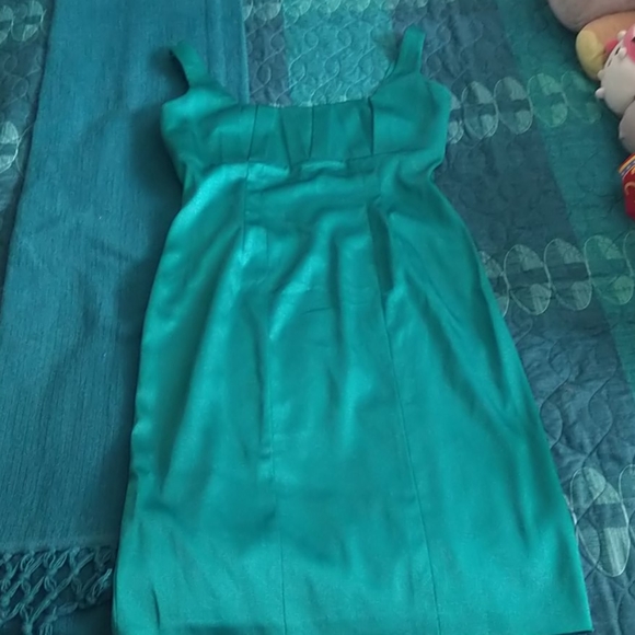 Calvin Klein Teal Satin Dress Sz 2 - Picture 3 of 4